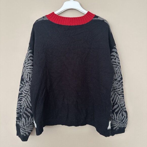 SOLD Ugly Christmas Sweater Flamingo Women L Pullover Feather Embroidered 3D Be - Picture 6 of 9